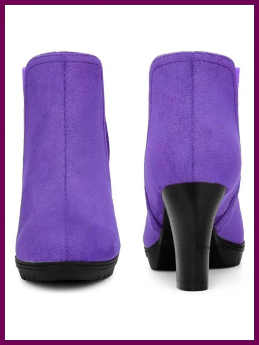 Faux Suede Chelsea Ankle Booties Lug Sole Platform Chunky Heel